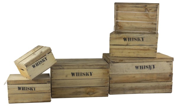 alte Holztruhe Whisky mt Deckel in verschiedenen Grössen