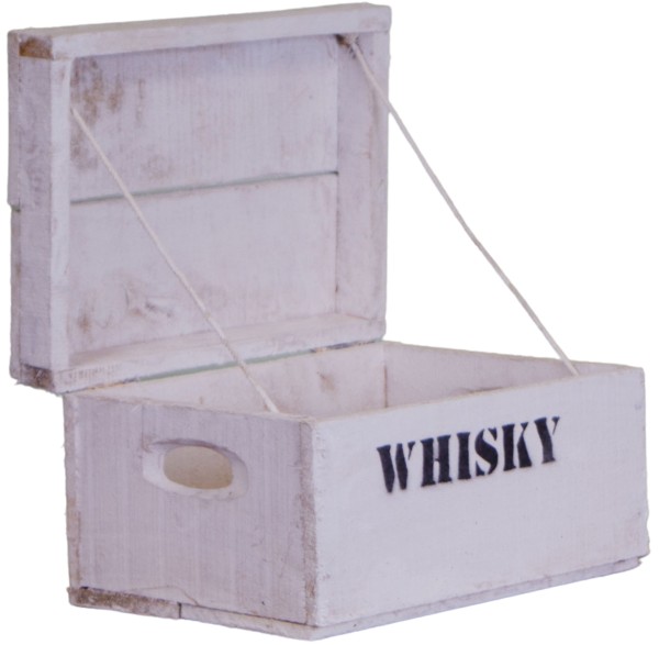 alte Holztruhe weiß Whisky mit Deckel in verschiedenen Grössen