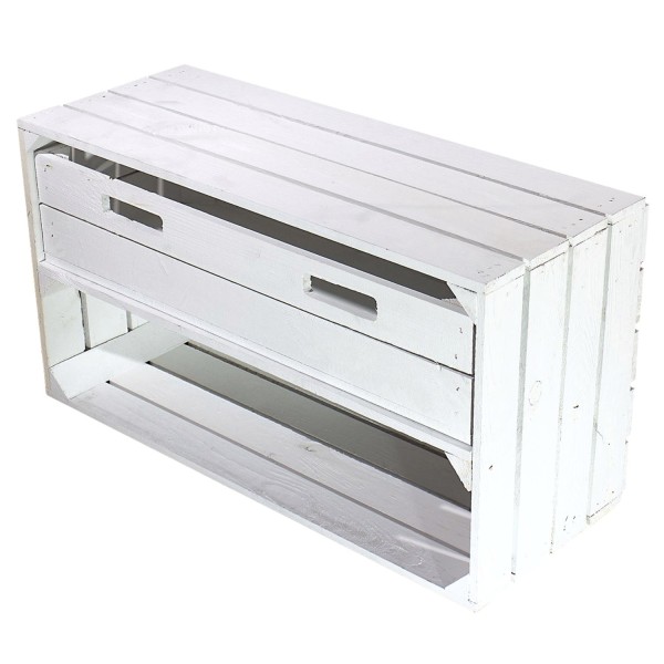 Breite Kiste "Tosca" in weiß mit Schublade 68x40x31